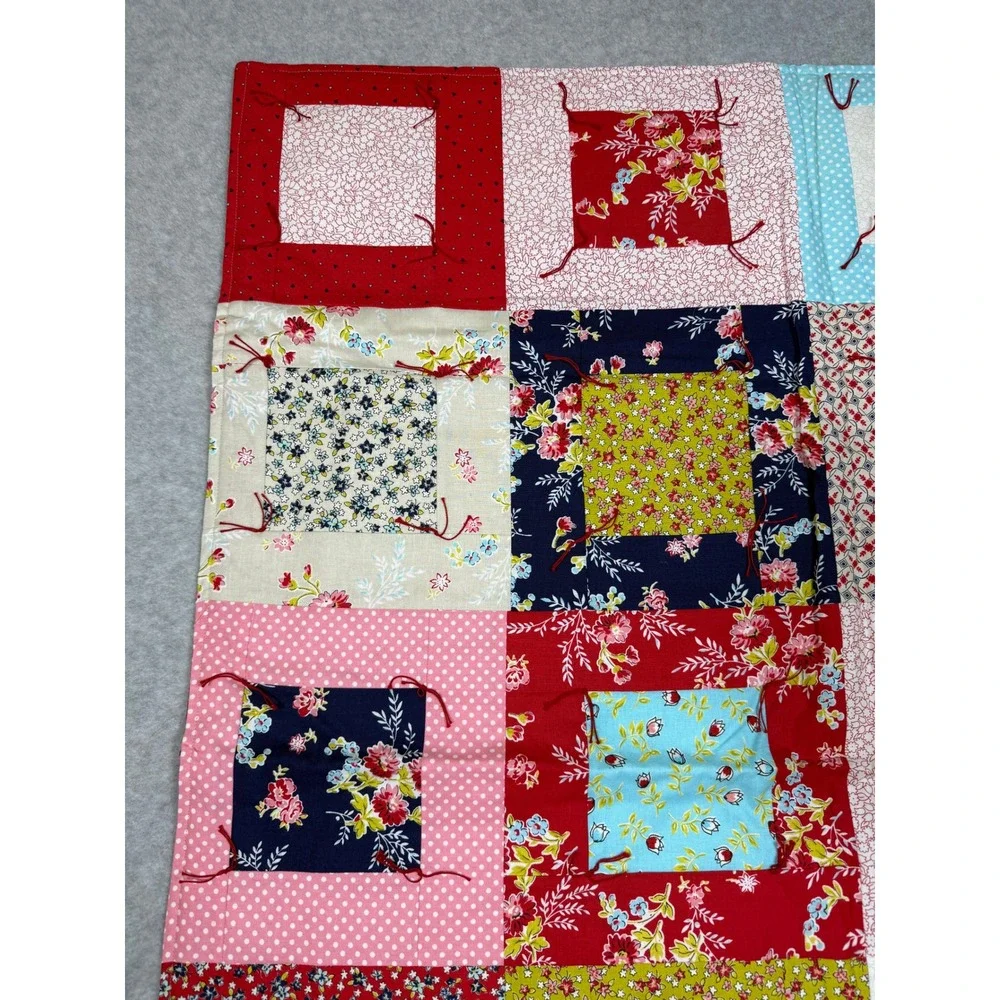 Project Linus Handmade Patchwork Baby Quilt Floral Polka Dot Tied Blanket 33x41